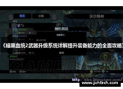 《暗黑血统2武器升级系统详解提升装备能力的全面攻略》